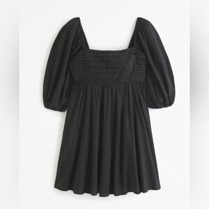 The A&F Emerson Poplin Puff Sleeve Mini Dress | Black | XS petite